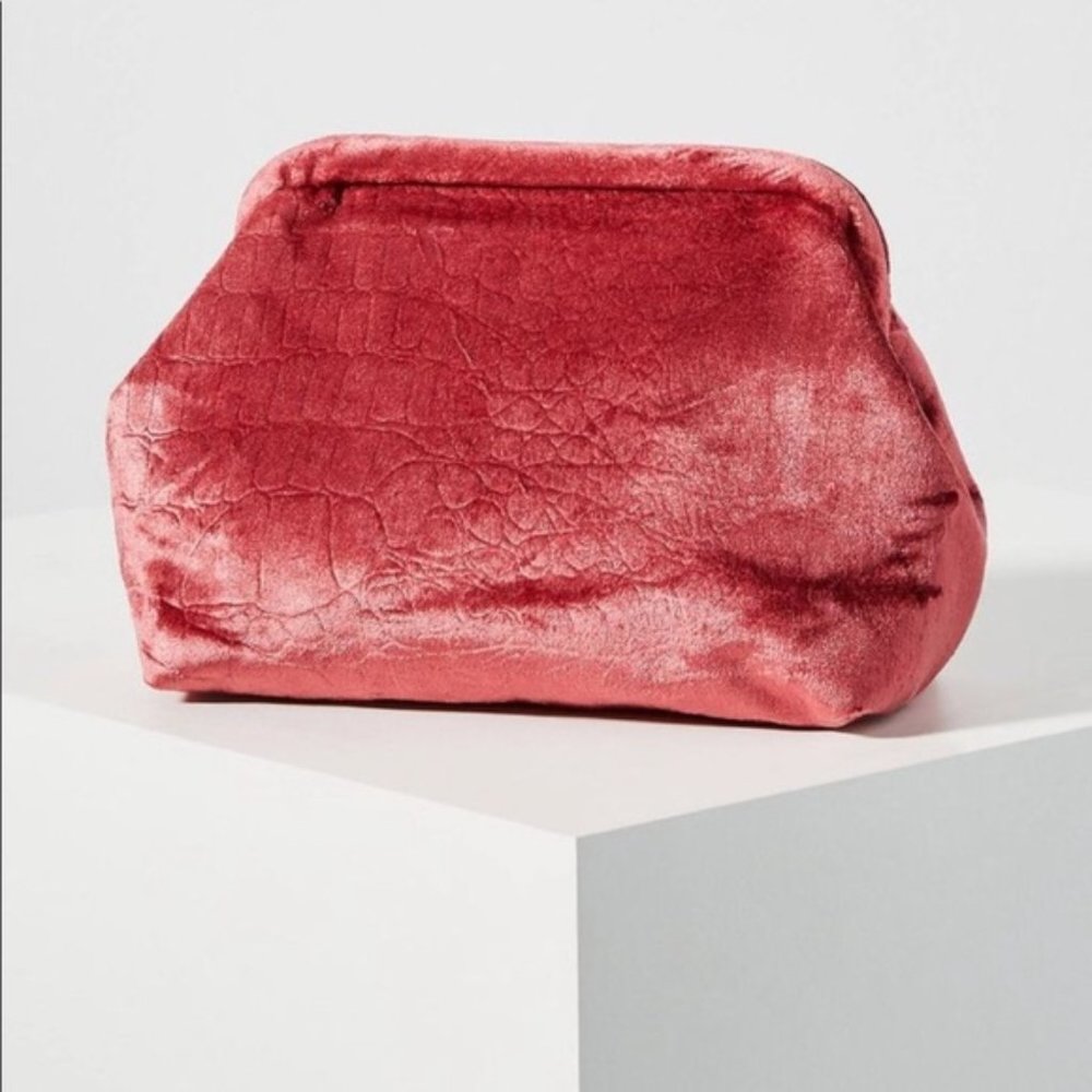 Anthropologie Pink Velvet Clutch
